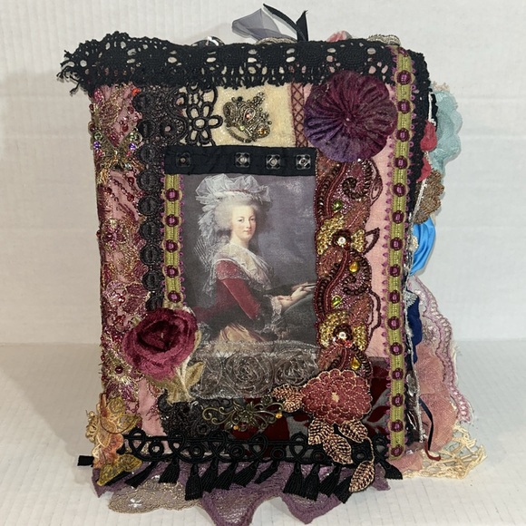Hand Crafted Other - Handcrafted Marie Antoinette Embellished Lace Fabric Journal Victorian Portraits